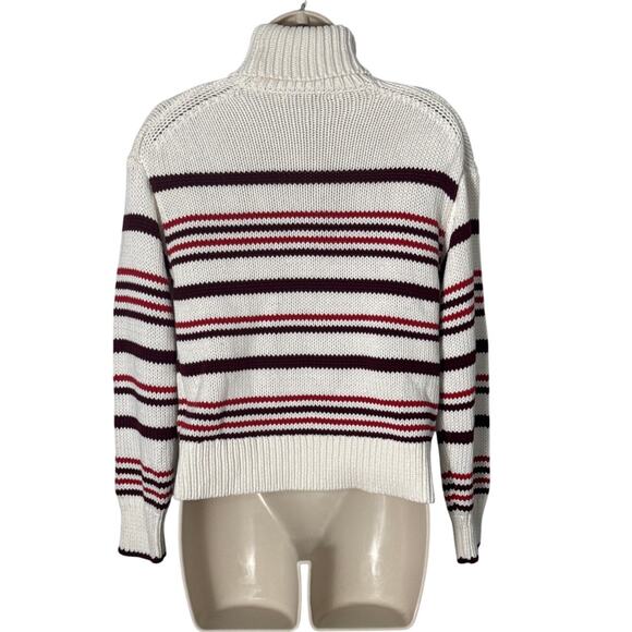 NWT Madewell Ribbed Cotton Turtleneck Sweater Cabernet Stripe NT604 Size S - Picture 4 of 11